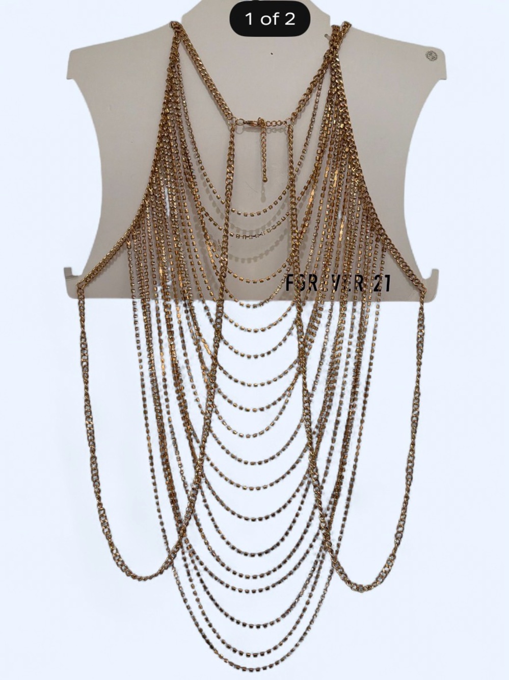 Forever 21 Gold Draped Multi-Layer Body Chain Necklace